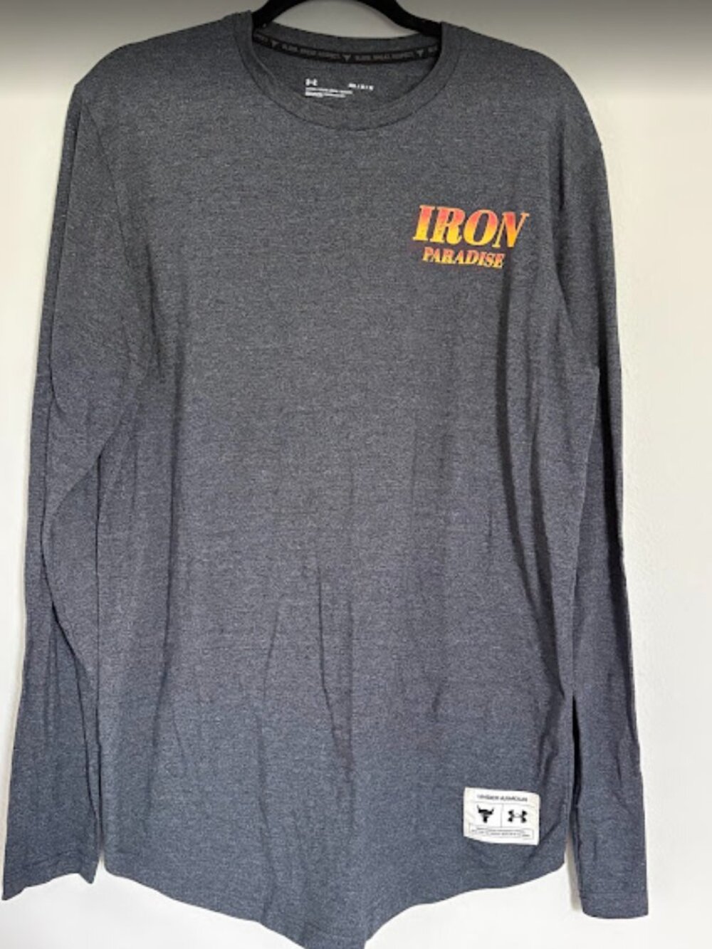 Under Armour -Project Rock - Long Sleeve Shirt Men's Gray Iron Paradise Eagle